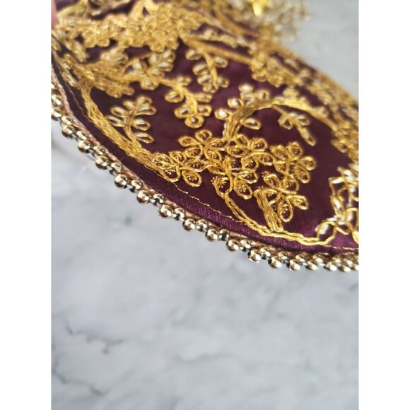 Elegant Embroidered Drawstring Potli Bag With Pearl Handle - Picture 7 of 11